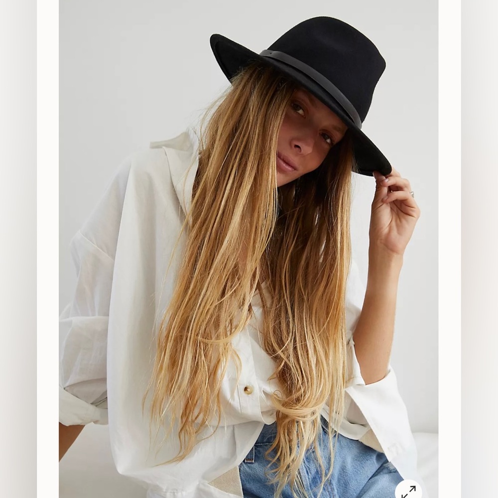 FREE PEOPLE Black Wool Felt and Suede Rancher Hat - Picture 9 of 9